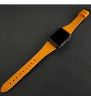 vagave Apple Watch Kadın Klasik Deri Kordon İsme Özel 3-4-5-6-7 / 38-40-41mm (Sarı)