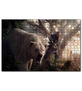 Cakapuzzle Assassins Creed Baltalı Savaşçı ve Ayı  Puzzle Yapboz MDF (Ahşap) (255 Parça)