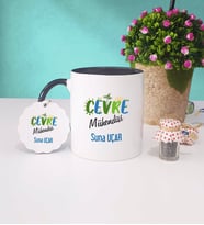 Çevre Mühendisi Kupa Bardak ve Anahtarlık (Siyah)