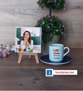İspanyolca Öğretmeni Fotoğraflı Dekoratif Taş, Ahşap Altlıklı Türk Kahvesi Fincanı HediyeÖğretmenler Günü Hediyesi (Model 4)