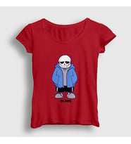 Presmono Kadın Sarı Blue Coat Sans Undertale T-Shirt 31809tt (Kırmızı)