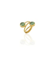 Kadir Jewellery 22 Ayar Altın Kaplama Zirkon Taşlı Ayarlanabilir Renkli Taşlı Yüzük (Açık Yeşil)