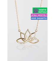 Jewelmim Gümüş Lotus Çiçeği Sonsuzluk İşareti Kolye Sarı Altın Kaplama 925 Ayar Kadın Gümüş Lotus Kolyesi (Sarı)