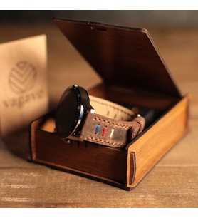 vagave Huawei Watch Crazy Deri Kordon Gt/gt2/gt3 46 mm - 22 mm Üç Ipli İsme Özel (Kahverengi)
