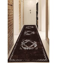 Dijital Baskılı Kaymaz Taban Yıkanabilir Modern Yolluk Ve Koridor Halısı NDU-SD-1051 (Bordo)