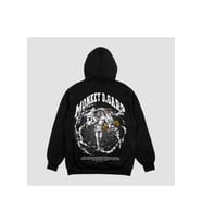 Unisex Gri Garp Baskılı Hoodie Oversize Kapşonlu Sweatshirt (Siyah)