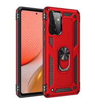 Samsung Galaxy A52 Uyumlu Kılıf Standlı Manyetik Yüzüklü Military Magnetic Ring Polycarbonate and TPU Case (Kırmızı)
