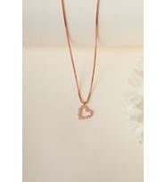 Elika Silver 925 Ayar Gümüş Küp Zincirli Zarif Kalp Model Kolye (Rose)