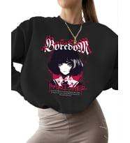 Can sıkıntısı sokak giyimi Baskılı kalın bisiklet yaka Sweatshirt kadın unisex Sweatshirt erkek Bej (Siyah)