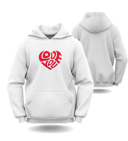 Sevgililer Günü Çift Kombini Erkek Kadın Love Kalp Görselli Kapüşonlu Hoodie Sweatshirt 6020 (Beyaz)