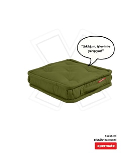 XPERMATE Bisküvi Minder Petek Önü Palet Üstü Minderi Fransız Minder Bank ve Bahçe Minderi 55x55x14 cm (Yeşil)