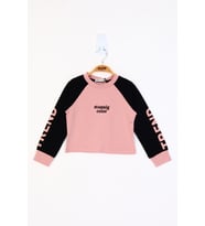 Toontoy Kız Çocuk Stunnig Collar Baskılı Sweatshirt (Somon)