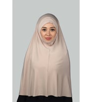 Hazır Türban Peçeli Pratik Eşarp Tesettür Nikaplı Hijab - Namaz Örtüsü Sufle (3XL) (Bej)