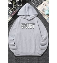 Unisex Spooky Baskılı Sweatshirt (Gri)