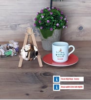Kadın Türk Dili ve Edebiyatı Öğretmenine Hediye Türk Kahvesi Fincanı Ahşap Altlıklı ve Fotoğraflı Ahşap Anahtarlık Hediye (Model 8)