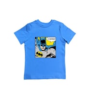 Batman baskılı pamuklu penye kumaş yazlık çocuk tişört (Mavi)
