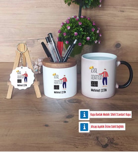 Babalar Günü Hediyesi Hediye Sepeti Kalemlik, Kupa Bardak Sihirli, Ahşap Anahtarlık Hediye Babaya Doğum Günü Hediyesi (Model 1)