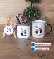 Babalar Günü Hediyesi Hediye Sepeti Kalemlik, Kupa Bardak Sihirli, Ahşap Anahtarlık Hediye Babaya Doğum Günü Hediyesi (Model 1)