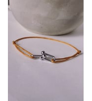 Tiffany Model Deri İpli El Yapımı Silver Renkli Bileklik (Hardal Sarısı)