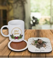 Kişiye Özel Tasarım Kupa Bardak Ve Fotoğraflı Ahşap Bardak Altlığı 99267 (Bordo)