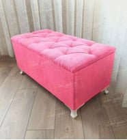 Lüks Sandıklı Kapitone Puf Bench Ayakucu Koltuk (Pembe)
