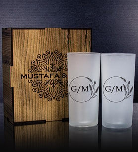 eJOYA Kişiye Özel Kutusunda 2'li Rakı Bardağı Hediye Seti  107138 (Bordo)