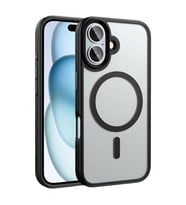 iPhone 16 Plus Kılıf Mat Arka Yüzey Wireless Şarj Özellikli Zore Flet Magsafe Kılıf (Siyah)