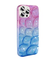 iPhone 15 Pro Max Kılıf Simli 3D Desenli Hacar Kılıf (Pembe-Mavi)