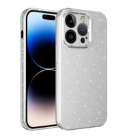 Apple iPhone 14 Pro Max Kılıf Kamera Korumalı Simli Lüks Işıltılı Silikon (Beyaz)