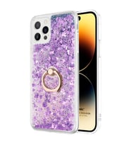 Microsonic Apple iPhone 15 Pro Kılıf Glitter Liquid Holder Pembe (Mor)