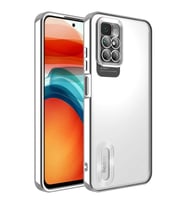 Xiaomi Redmi 10 Kılıf Kamera Korumalı Logo Gösteren Omega Kılıf (Gümüş)