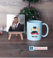 Erkek Polis Fotoğraflı Dekoratif Taş, Kupa Bardak Beyaz Hediye (Model 1)