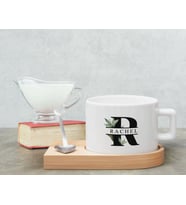 BK Gift Kişiye Özel İsimli Ahşap Altlıklı Seramik Fincan, Doğum Günü Hediyesi, Arkadaşa Hediye, Ev Hediyesi, Kahve ve Çay Bardak Seti (Model 5)