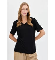 Desen Triko Kadın T-shirt (Siyah)