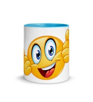 Emoji Baskılı Renkli Kupalar (Mavi)