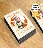 7 Temalı Kişiye Özel Resimli Doğum Günü Magneti  8x6 Cm 10 Adet (Turuncu)