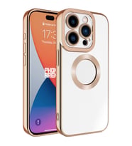 iPhone 15 Pro Max Kılıf Kamera Korumalı Logo Gösteren Omega Kılıf (Rose)