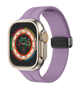 Apple Watch 49mm Ultra Seri Uyumlu Coastal Manyetik Tokalı Silikon Kordon (Lila)