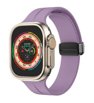 Apple Watch 49mm Ultra Seri Uyumlu Coastal Manyetik Tokalı Silikon Kordon (Lila)