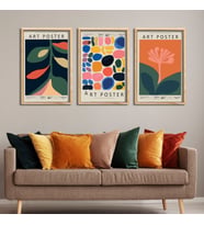 3'lü Ahşap Lamine Çerçeveli Mdf Tablo Renkli Art Poster (Ahşap)