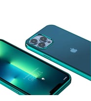 Uyumlu Model Apple iPhone 13 Pro Max Kılıf Sararmaz Şeffaf Sert Fit Kapak (Yeşil)
