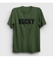 Presmono Unisex Sarı Logo Film Rocky T-Shirt 249777tt (Haki)
