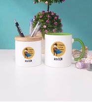 Öğretmenler Günü Hediyesi Kupa Bardak Lacivert ve Kalemlik (Model 7)
