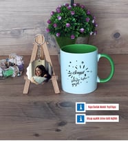 Doğum Günü Hediyesi Kupa Bardak Beyaz ve Fotoğraflı Ahşap Anahtarlık Hediye (Model 14)