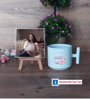 İsme Özel İsim Yazılı Fotoğraflı Dekoratif Taş, Kupa Bardak Beyaz Hediye (Model 12)