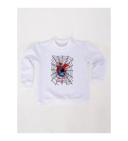 Spiderman baskılı örümcek adam pamuklu kumaş çocuk sweatshirt (Beyaz)