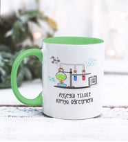 Kimya Öğretmeni Tasarımlı Kişiye Özel Kupa Bardak (Yeşil)