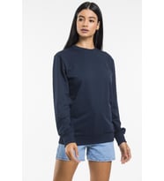 Süperlife Kadın Bisiklet Yaka Regular Kalıp İnce Pamuklu Sweatshirt SPR21K30 (Lacivert)