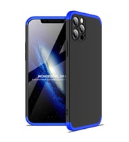 iPhone 12 Pro Max Kılıf Zore 360 Tam Koruma Kamera Çıkıntıl Ays (Siyah-Mavi)