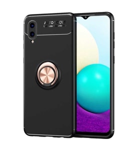 Galaxy A02 Kılıf Zore Ravel Yüzüklü Silikon Kılıf (Rose)